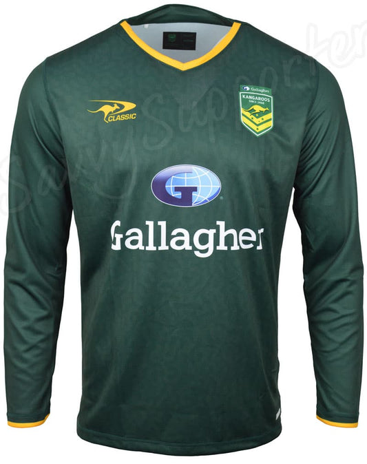 Australian Kangaroos 2024 NRL Mens Long Sleeve Training Shirt