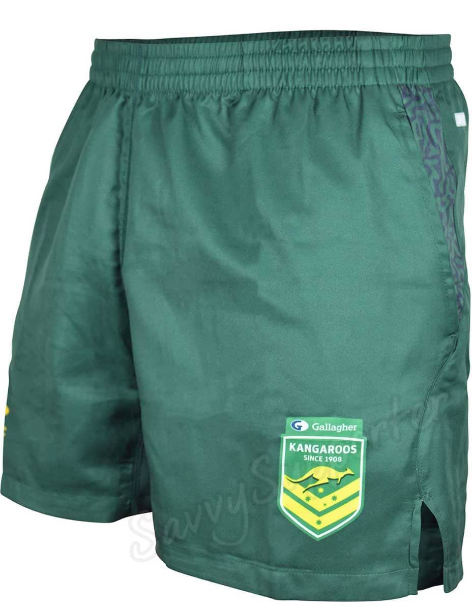 Australian Kangaroos 2024 NRL Mens Green Gym Shorts