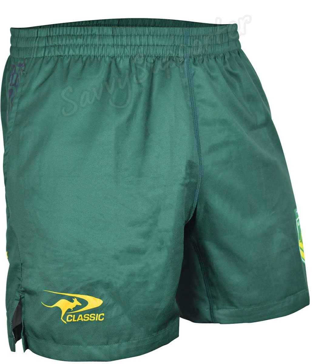 Australian Kangaroos 2024 NRL Mens Green Gym Shorts