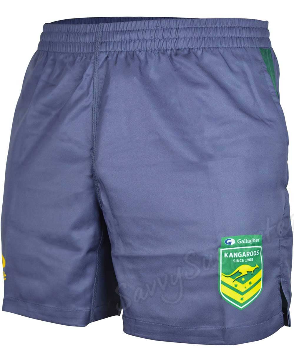 Australian Kangaroos 2024 NRL Mens Grey Gym Shorts