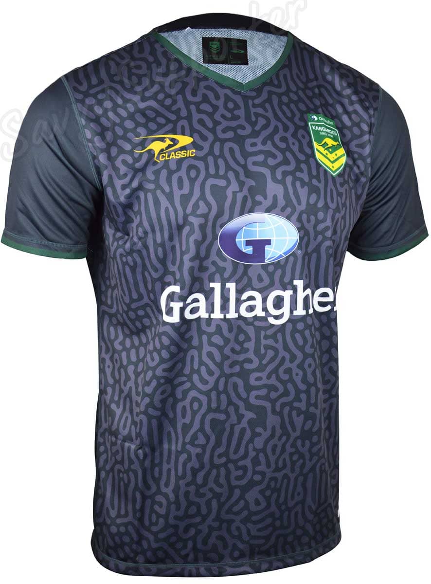 Australian Kangaroos 2024 NRL Mens Grey Training Shirt