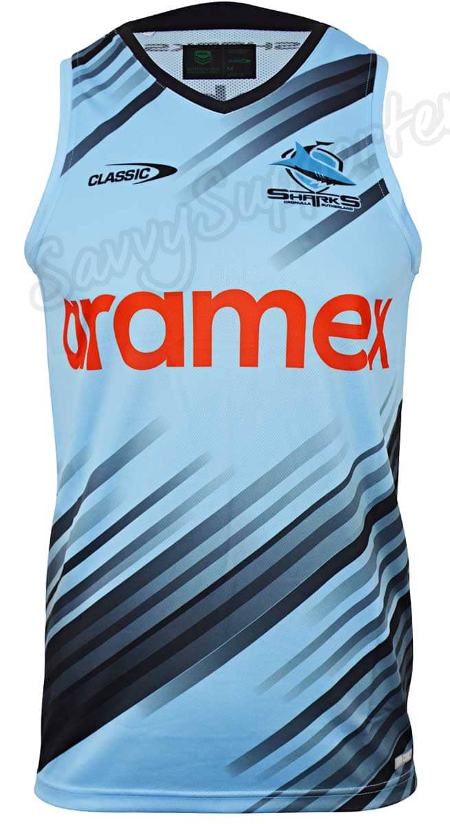 Cronulla Sharks 2024 NRL Mens Sky Training Singlet