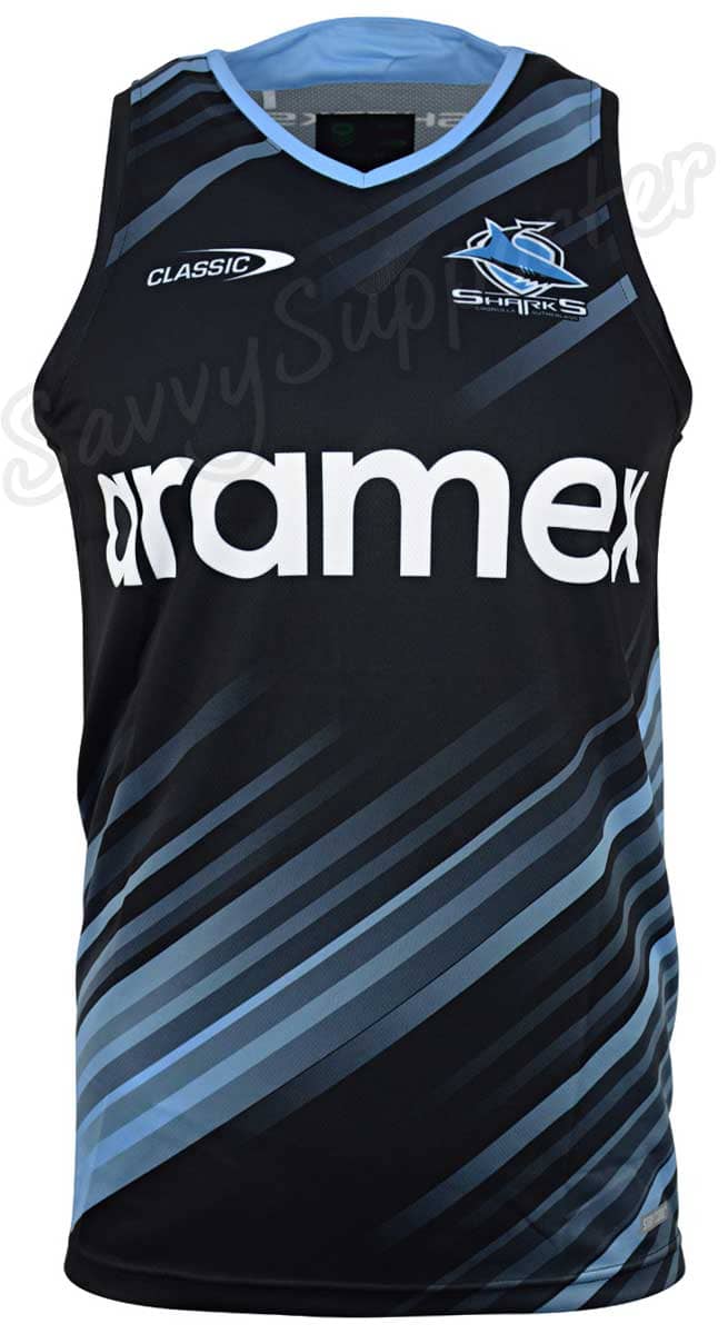Cronulla Sharks 2024 NRL Mens Black Training Singlet