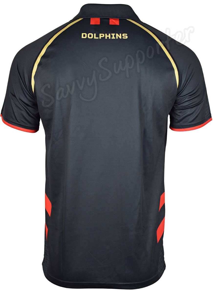 Redcliffe Dolphins 2023 NRL Mens Black Media Polo Shirt