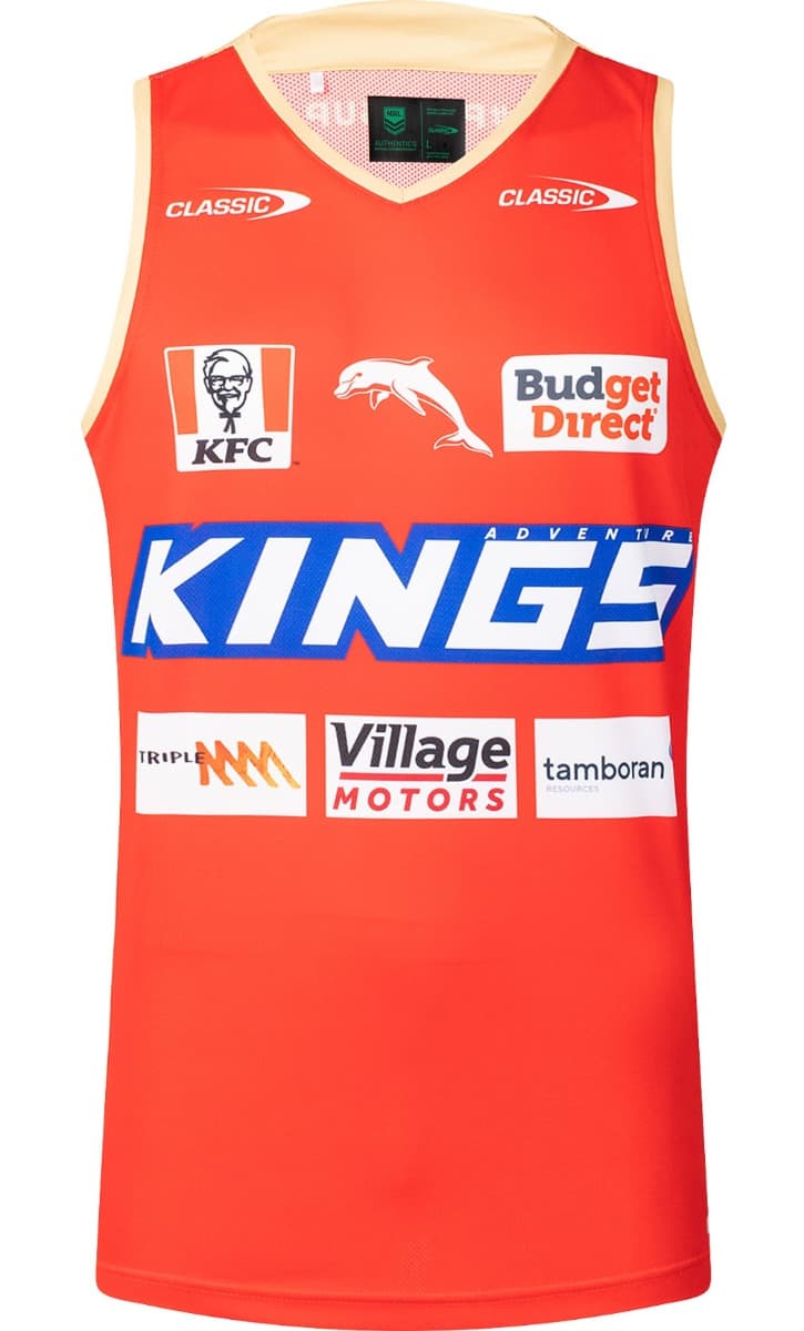Redcliffe Dolphins 2025 NRL Mens Red Training Singlet