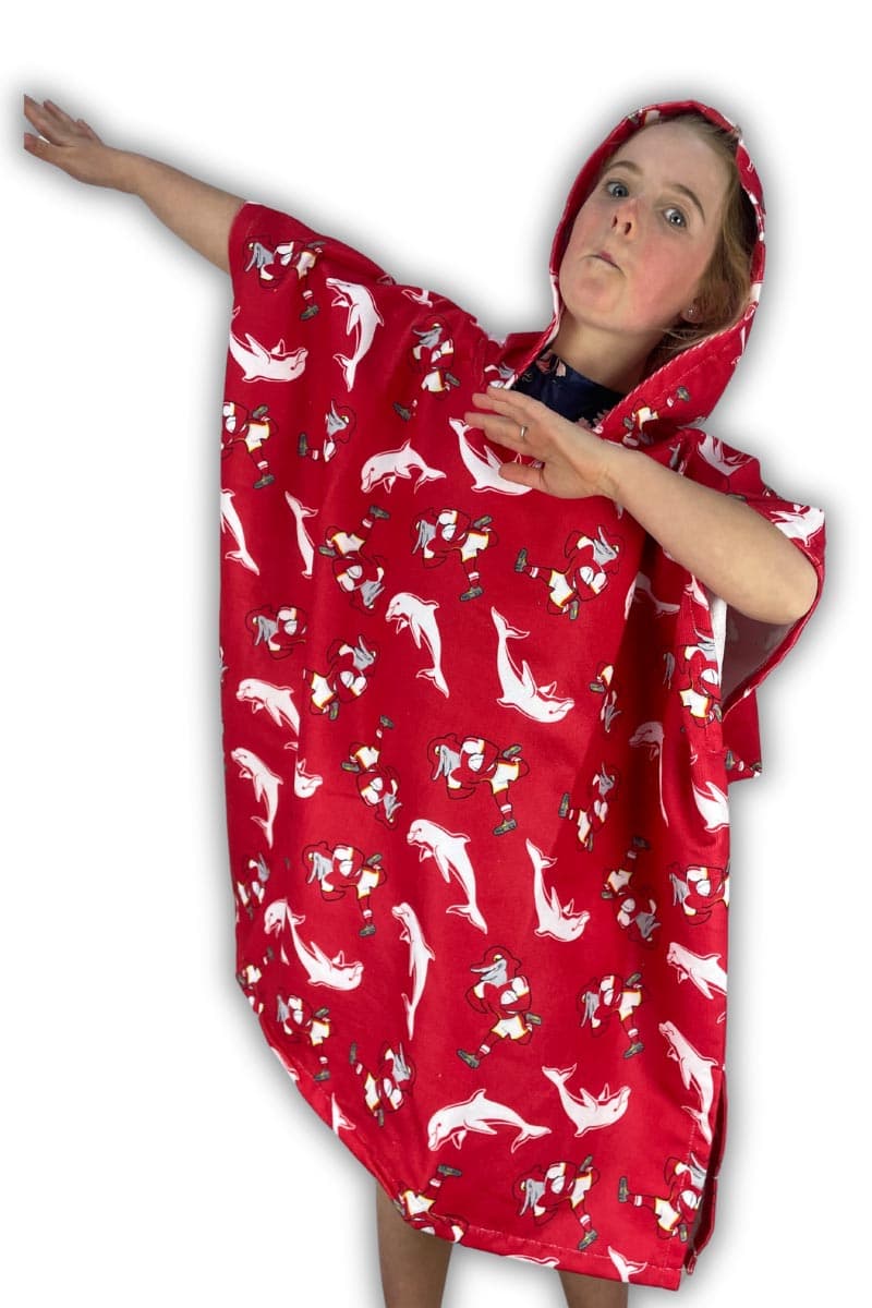 Redcliffe Dolphins NRL Kids Hooded Beach Towel Redcliffe Dolphins NRL Kids Hooded Beach Towel