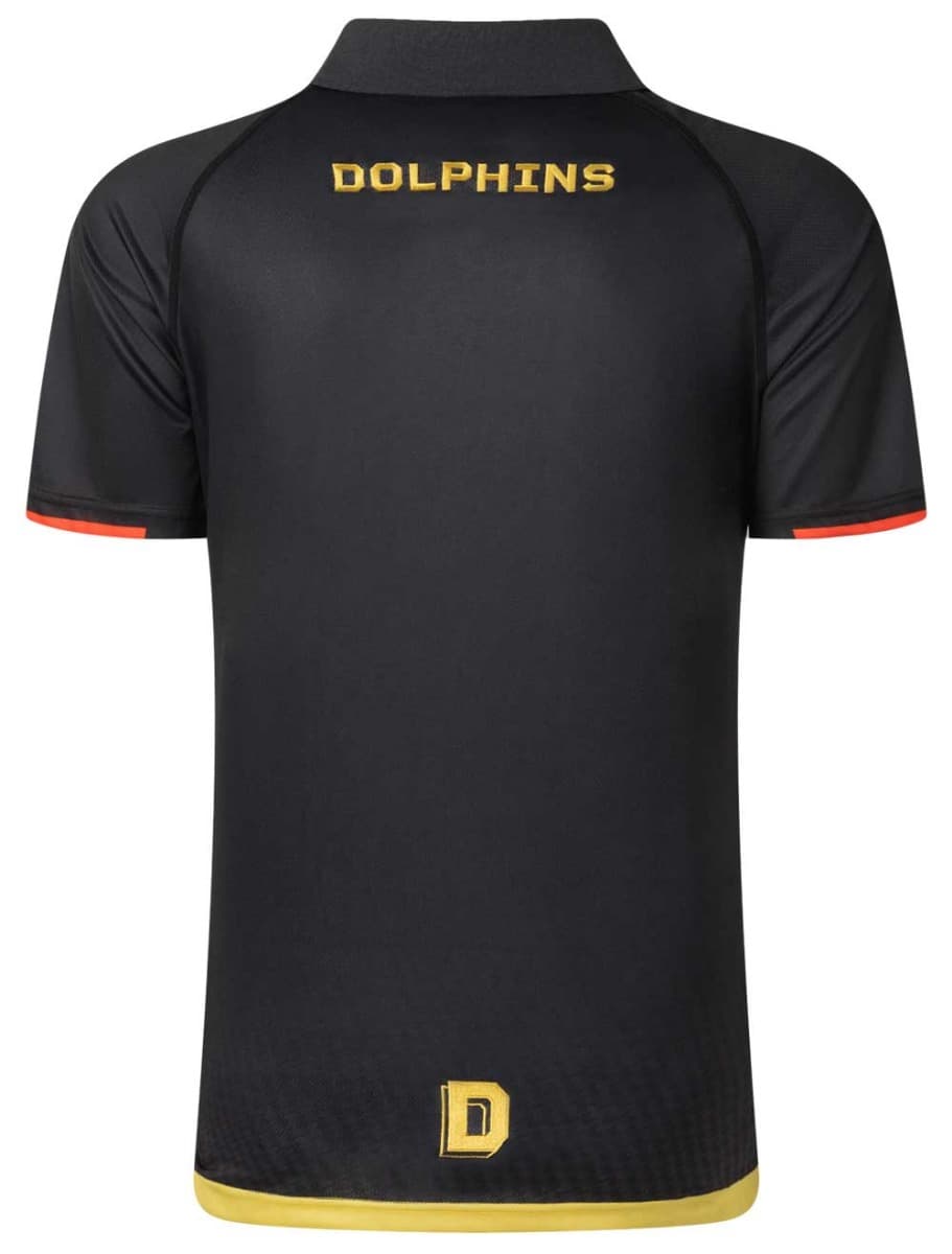Redcliffe Dolphins Mens Black Media Polo Shirt