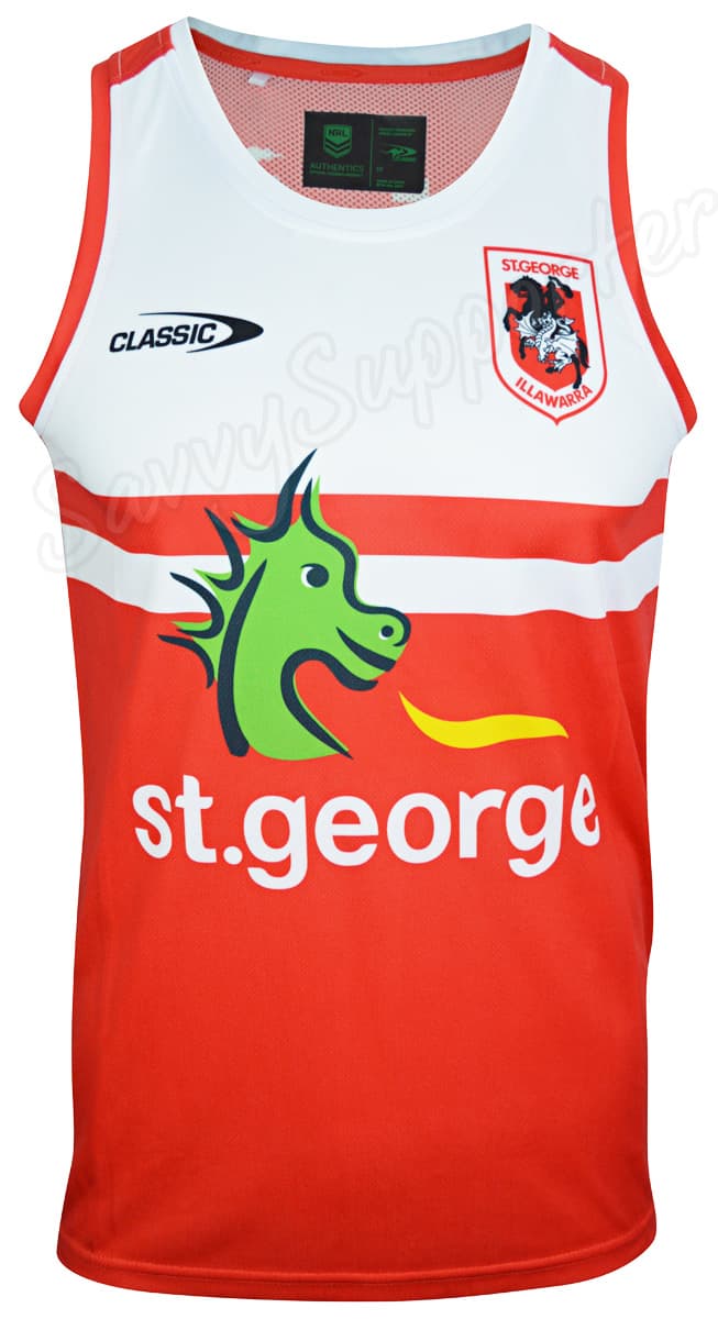 St George Dragons NRL Mens Red / White Training Singlet