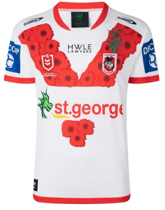 St George Dragons Dragons Classic NRL Mens Anzac Jersey