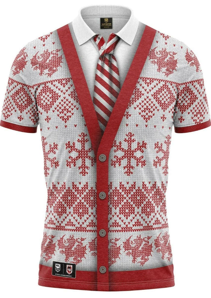 St George Dragons White Xmas Polo Shirt St George Dragons White Xmas Polo Shirt