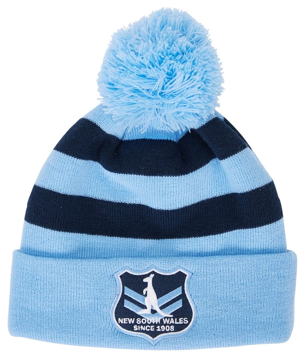 NSW Blues State of Origin Striped PomPom Beanie