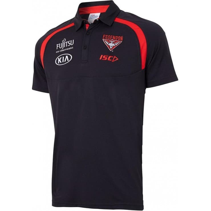 Essendon Bombers AFL ISC Black Performance Polo Shirt