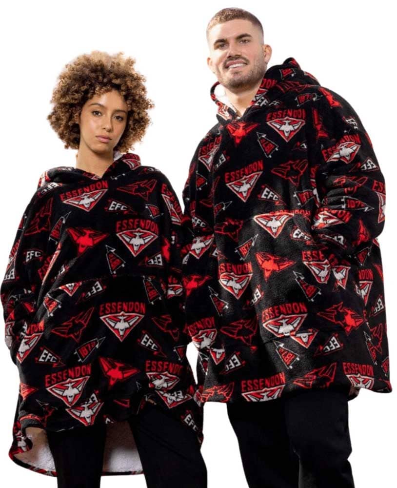 Essendon Bombers AFL Adults Sherpie Snugget Onesie Oversized Hoody