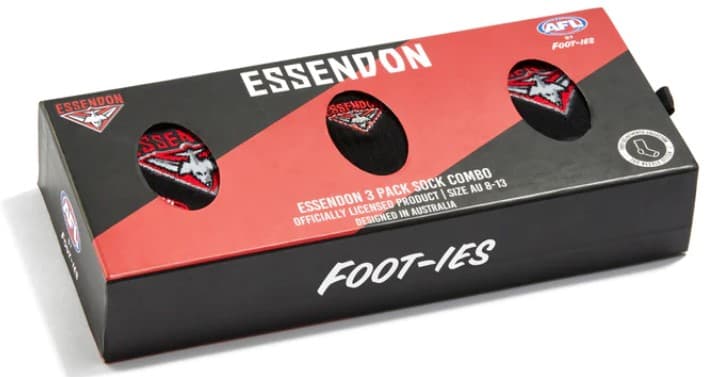 Essendon Bombers AFL Adults 3 Pack Socks Gift Box