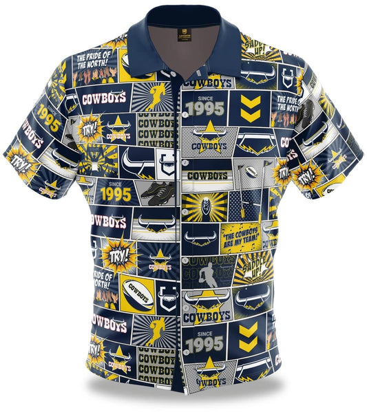North Queensland Cowboys NRL Mens 'Fanatic' Pop Art Shirt North Queensland Cowboys NRL Mens 'Fanatic' Pop Art Shirt