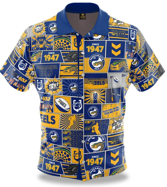 Parramatta Eels NRL Mens 'Fanatic' Pop Art Shirt Parramatta Eels NRL Mens 'Fanatic' Pop Art Shirt