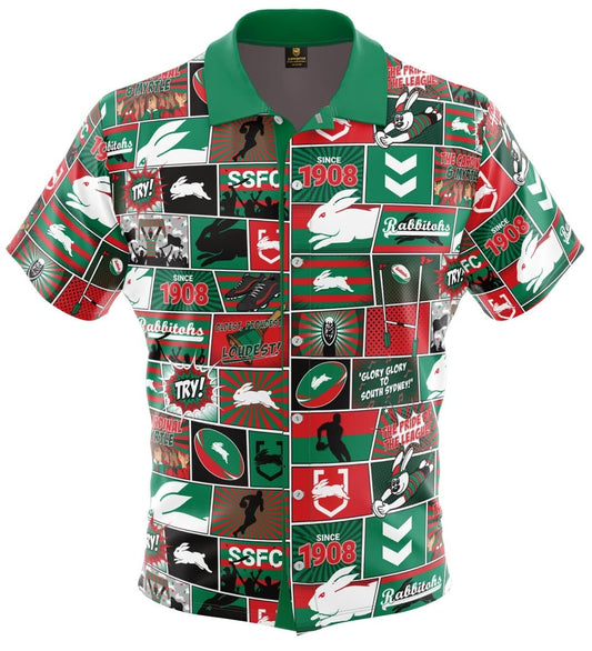 South Sydney Rabbitohs NRL Mens 'Fanatic' Pop Art Shirt South Sydney Rabbitohs NRL Mens 'Fanatic' Pop Art Shirt