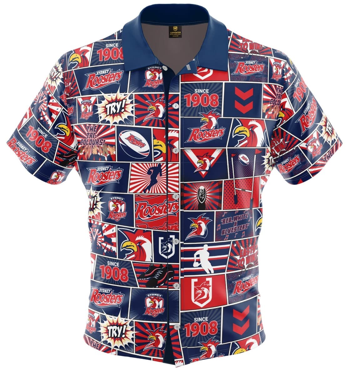 Sydney Roosters NRL Mens 'Fanatic' Pop Art Shirt
