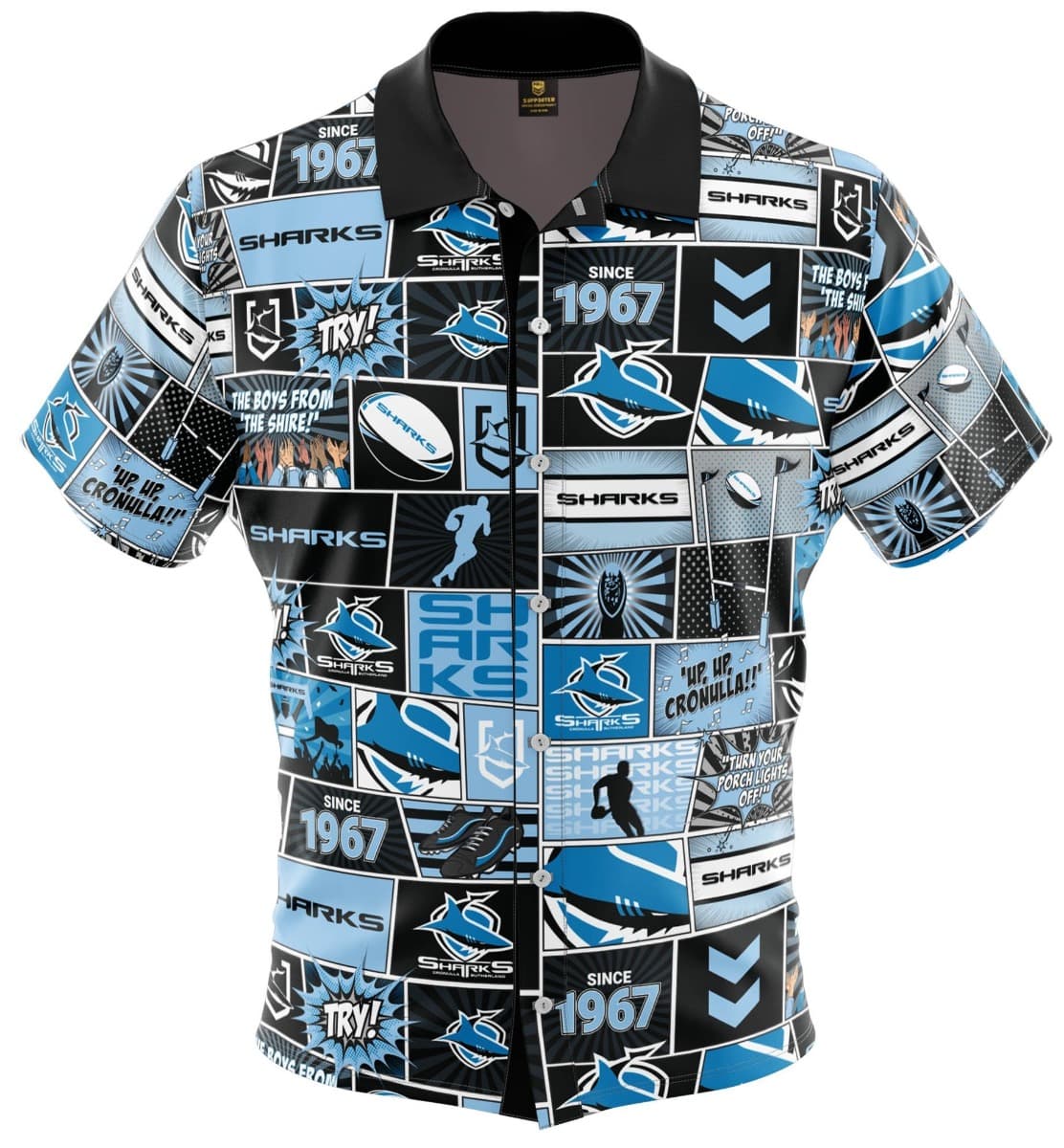 Cronulla Sharks NRL Mens 'Fanatic' Pop Art Shirt
