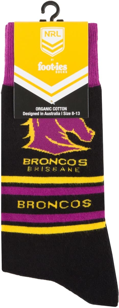 Brisbane Broncos NRL Organic Stripe Cotton Socks