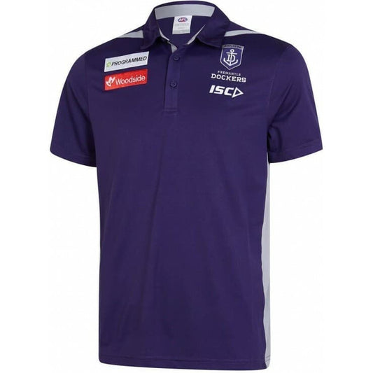 Fremantle Dockers Mens Purple Media Polo Shirt Fremantle Dockers Mens Purple Media Polo Shirt