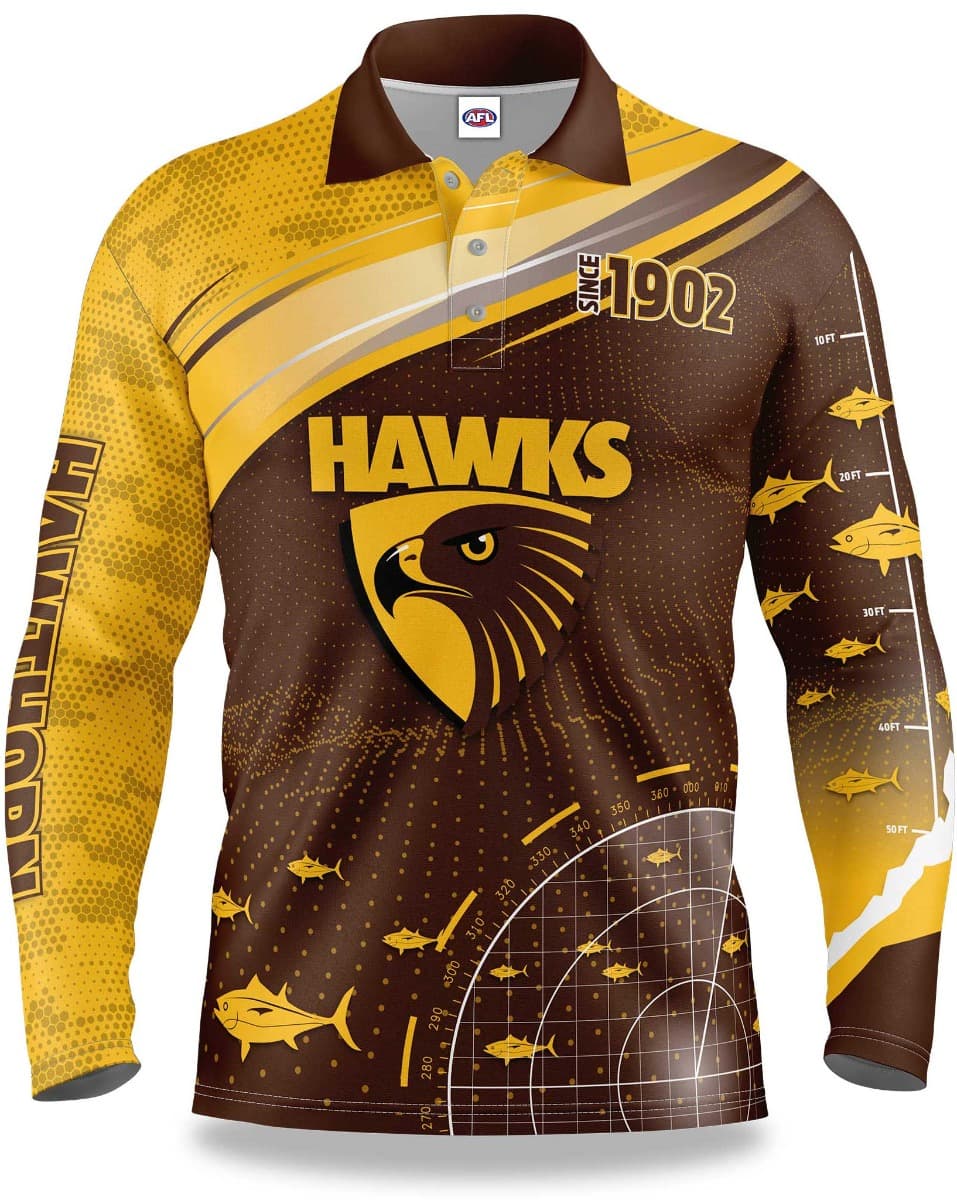 Hawthorn Hawks AFL Mens Fishing 'Fishfinder' Shirt Hawthorn Hawks AFL Mens Fishing 'Fishfinder' Shirt
