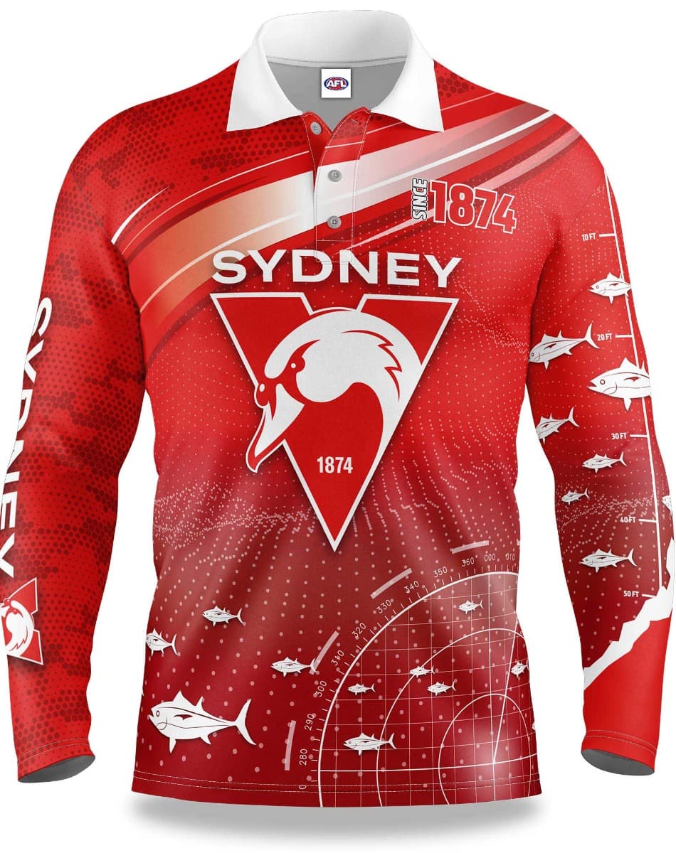 Sydney Swans AFL Mens Fishing 'Fishfinder' Shirt