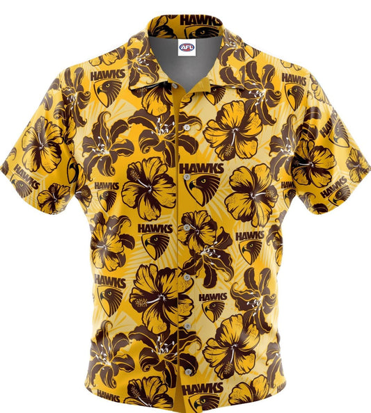 Hawthorn Hawks AFL Mens Hawaiian Shirt Hawthorn Hawks AFL Mens Hawaiian Shirt