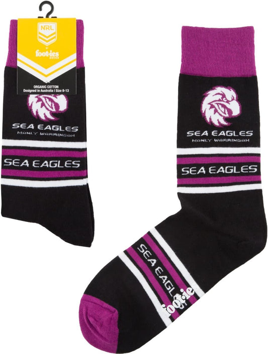 Manly Sea Eagles NRL Organic Stripe Cotton Socks Manly Sea Eagles NRL Organic Stripe Cotton Socks