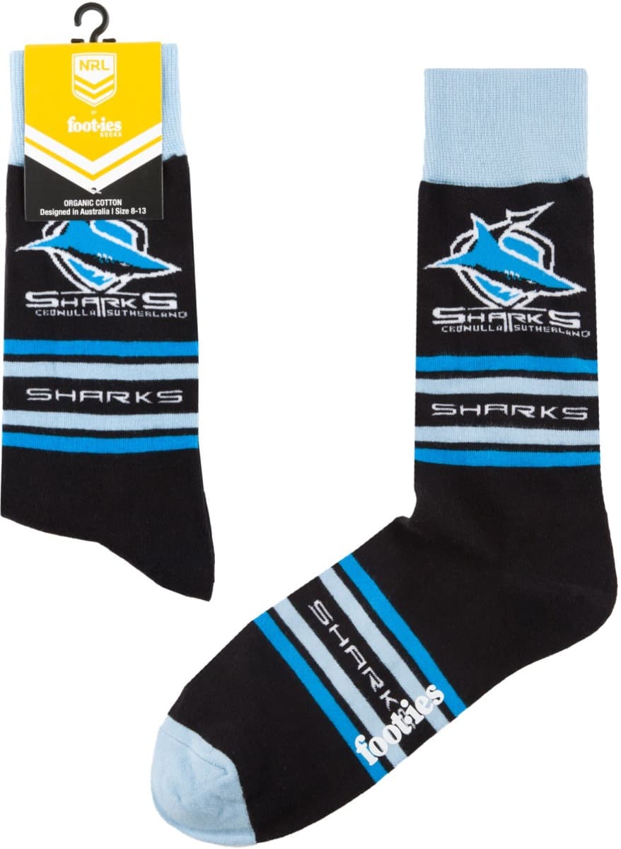 Cronulla Sharks NRL Organic Stripe Cotton Socks Cronulla Sharks NRL Organic Stripe Cotton Socks
