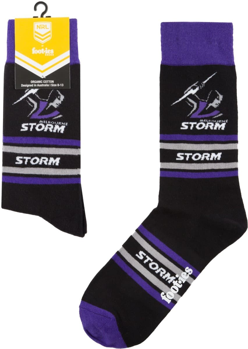Melbourne Storm NRL Stripe Organic Cotton Socks Melbourne Storm NRL Stripe Organic Cotton Socks
