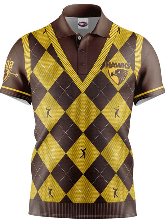 Hawthorn Hawks AFL Fairway Golf Polo Shirt Hawthorn Hawks AFL Fairway Golf Polo Shirt