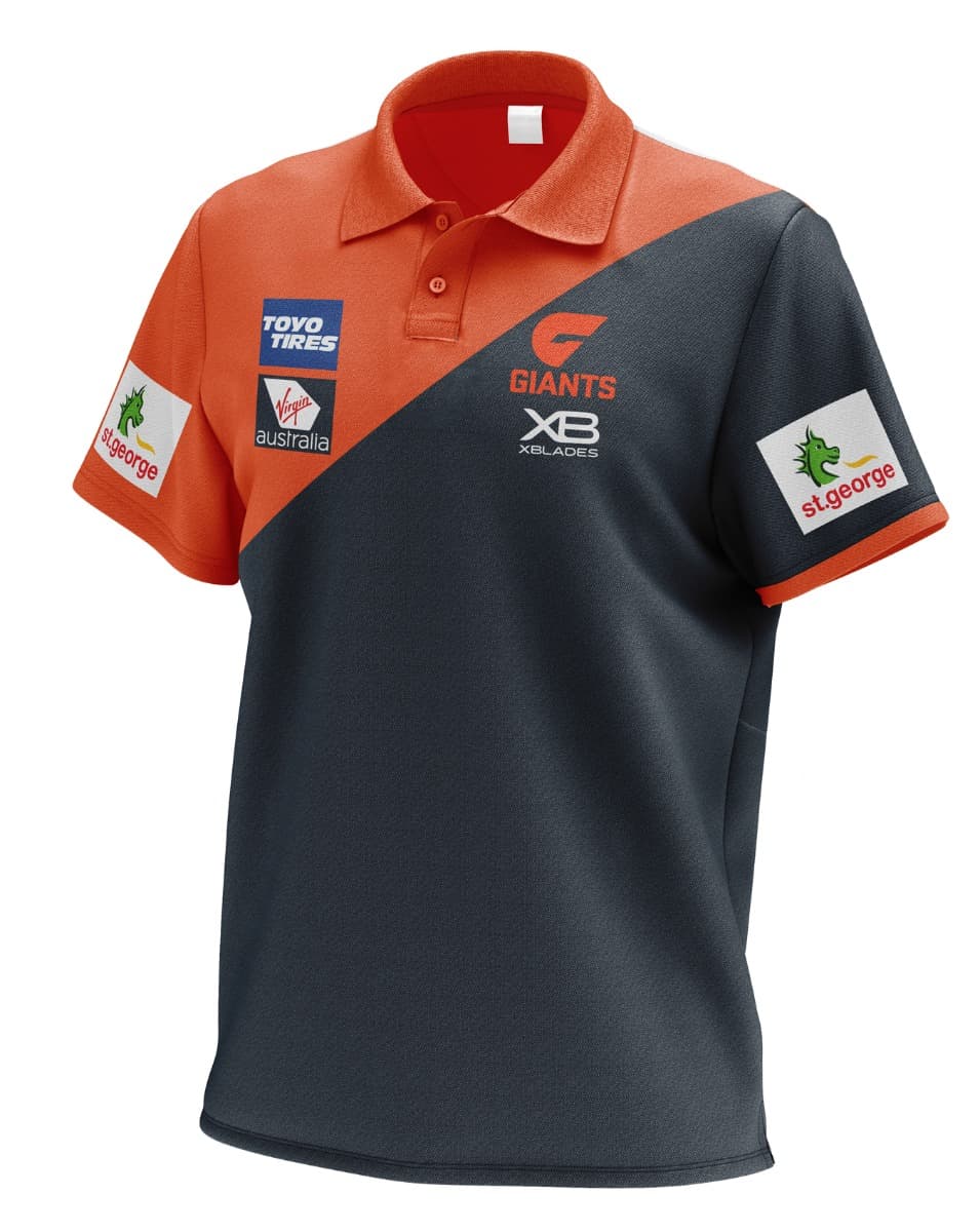 GWS Giants AFL Gunmetal Media Polo Shirt