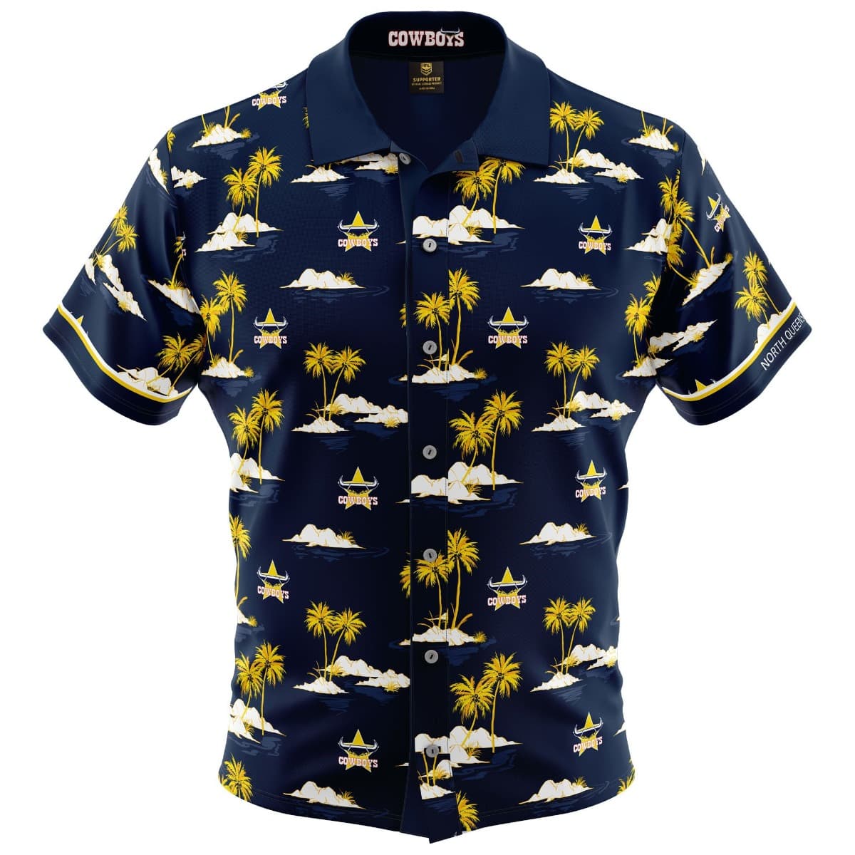 North Queensland Cowboys  NRL Mens Hawaiian Shirt North Queensland Cowboys  NRL Mens Hawaiian Shirt