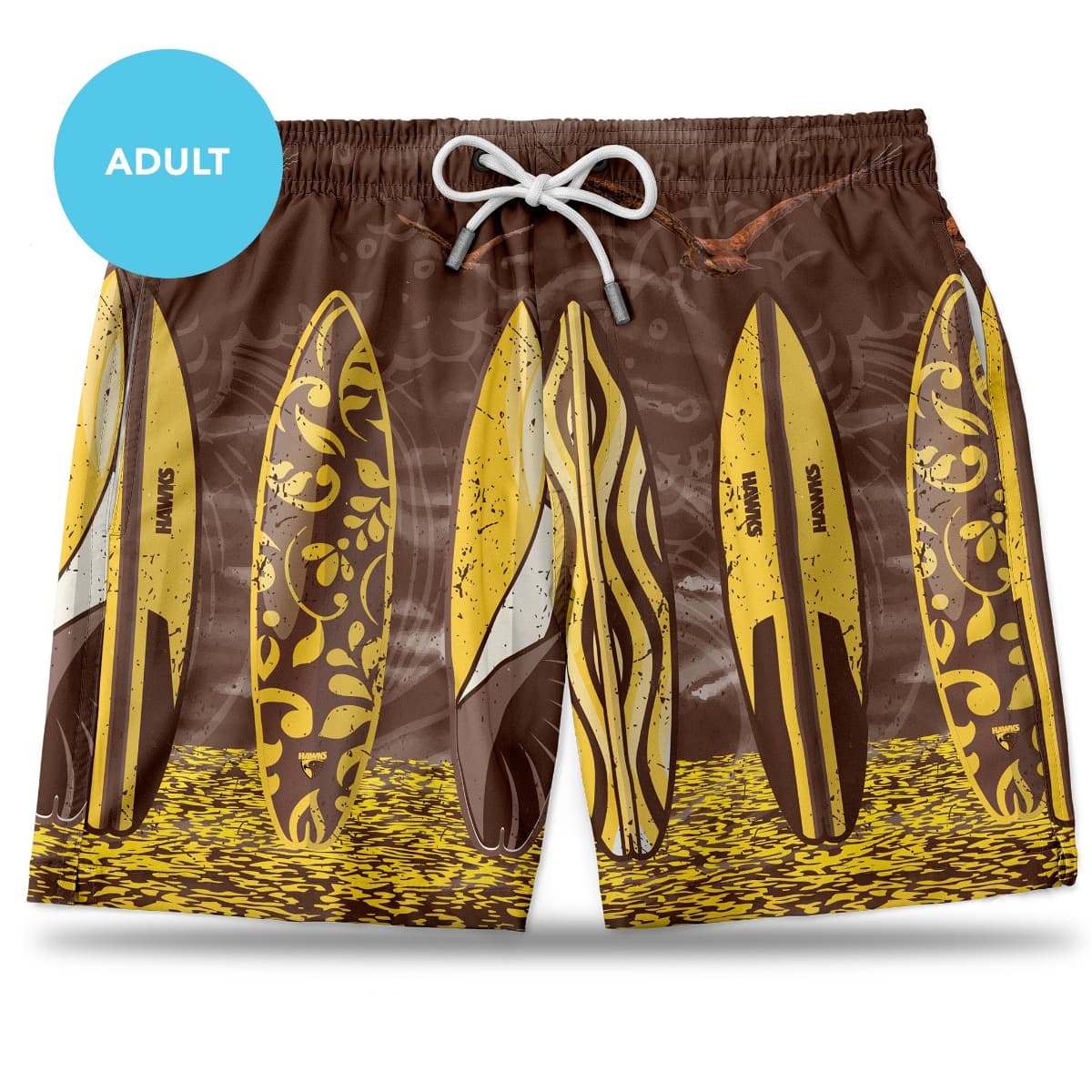 Hawthorn Hawks AFL Mens Hawaiian Shorts Hawthorn Hawks AFL Mens Hawaiian Shorts