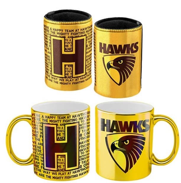 Hawthorn Hawks AFL Metallic Can Cooler and Mug Pack Hawthorn Hawks AFL Metallic Can Cooler and Mug Pack