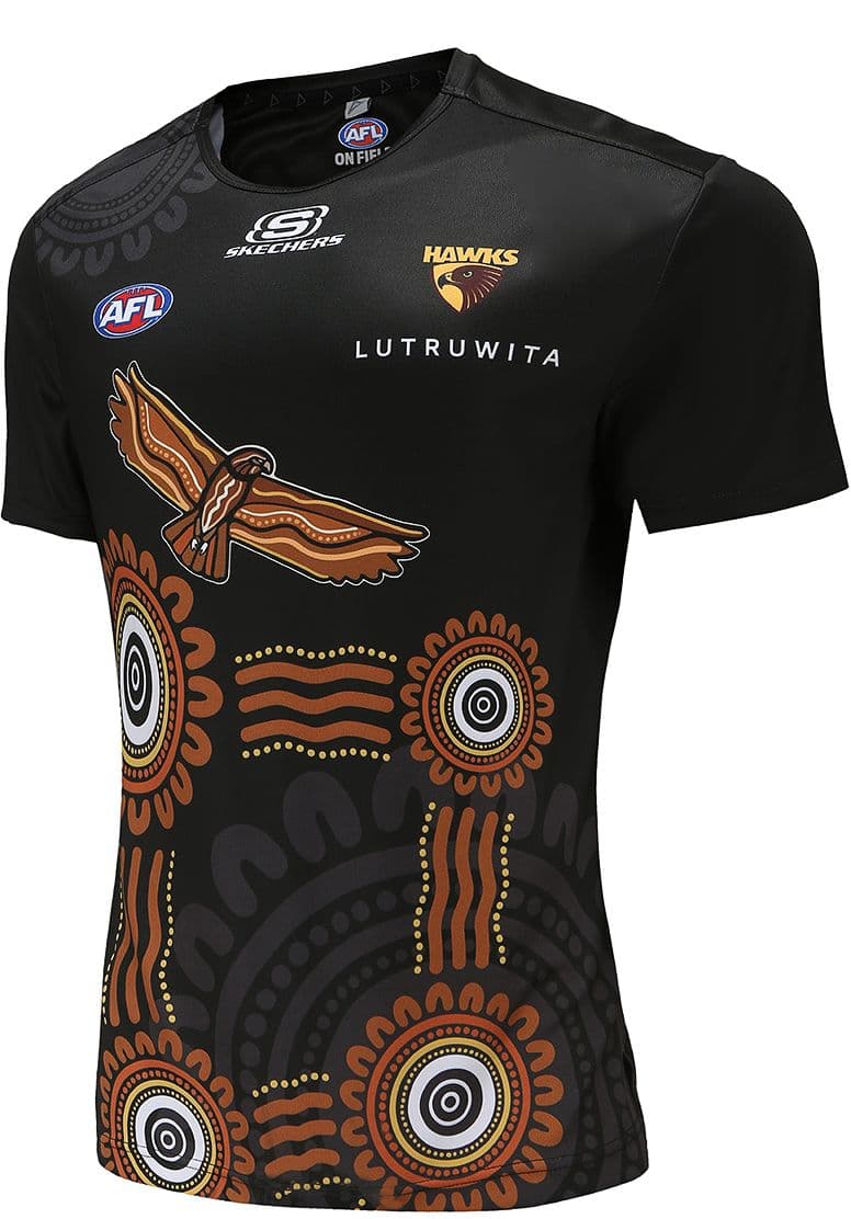 Hawthorn Hawks 2023 AFL Mens Black Run Out Tee Hawthorn Hawks 2023 AFL Mens Black Run Out Tee