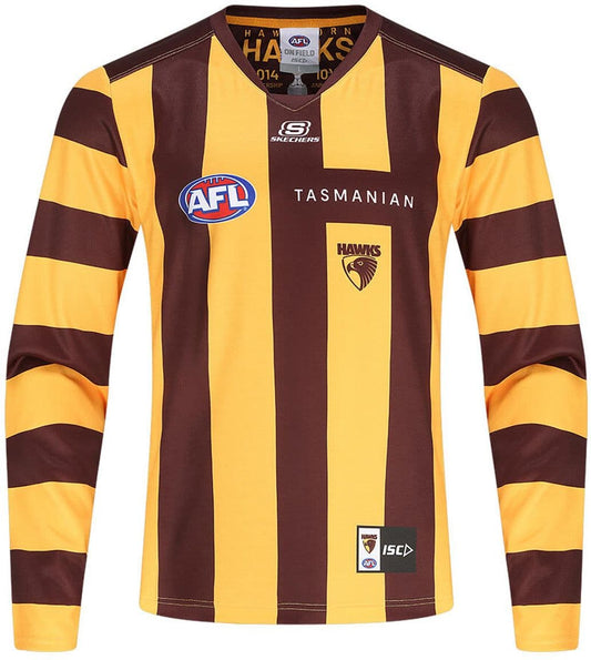 Hawthorn Hawks 2024 AFL Mens Long Sleeve Home Guernsey Hawthorn Hawks 2024 AFL Mens Long Sleeve Home Guernsey