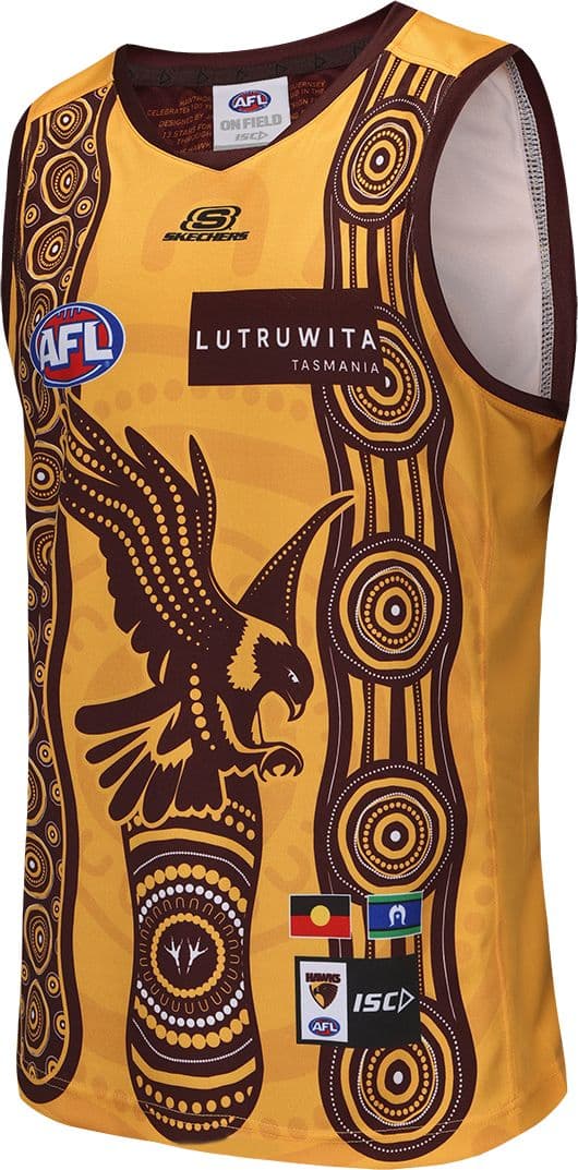Hawthorn Hawks 2025 AFL Mens Gold Indigenous Guernsey