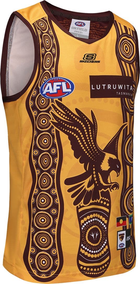 Hawthorn Hawks 2025 AFL Mens Gold Indigenous Guernsey