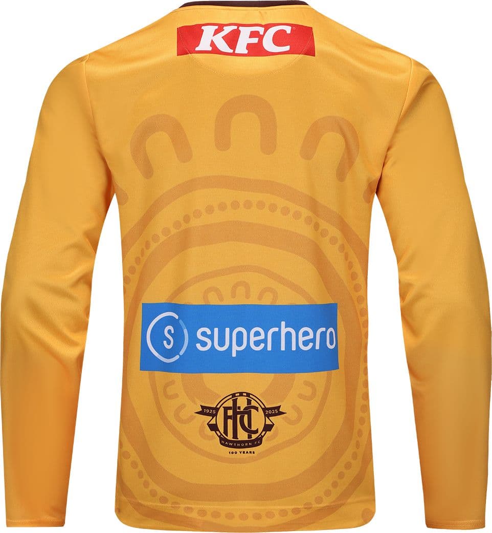 Hawthorn Hawks 2025 AFL Mens Gold Long Sleeve Indigenous Guernsey