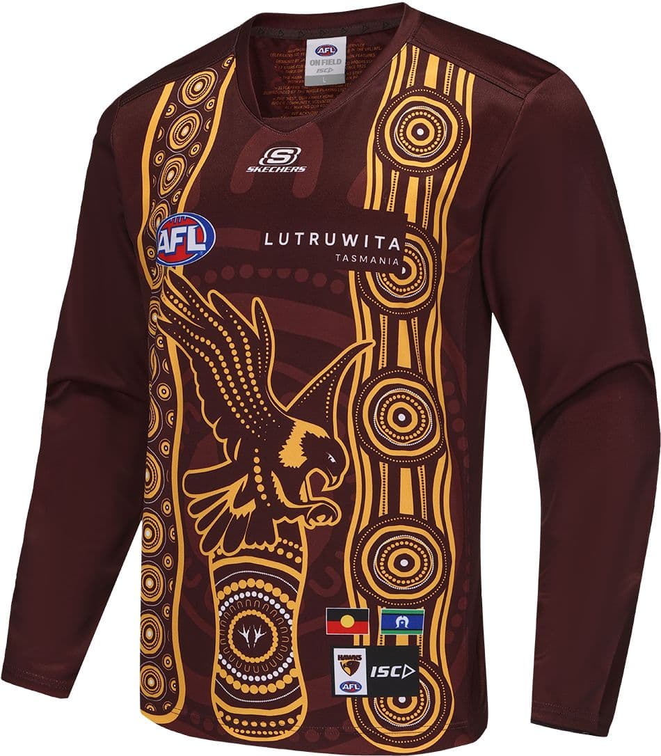 Hawthorn Hawks 2025 AFL Mens Brown Long Sleeve Indigenous Guernsey
