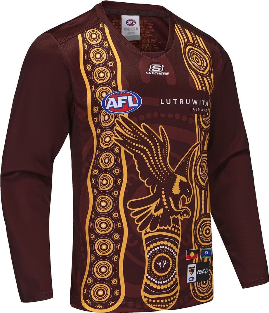 Hawthorn Hawks 2025 AFL Mens Brown Long Sleeve Indigenous Guernsey