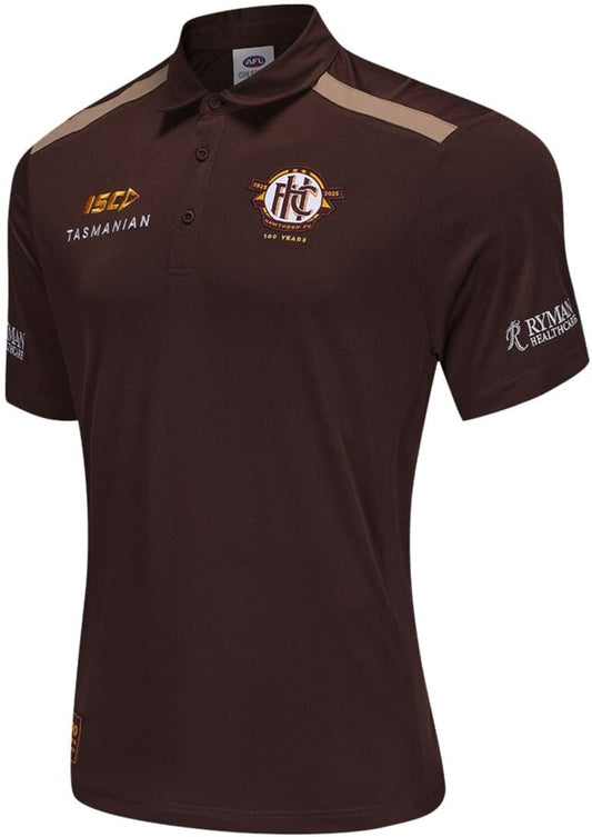 Hawthorn Hawks 2025 AFL Mens Brown Polo Shirt Hawthorn Hawks 2025 AFL Mens Brown Polo Shirt