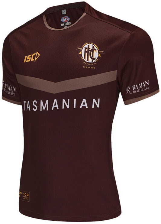 Hawthorn Hawks 2025 AFL Mens Brown Training Shirt Hawthorn Hawks 2025 AFL Mens Brown Training Shirt