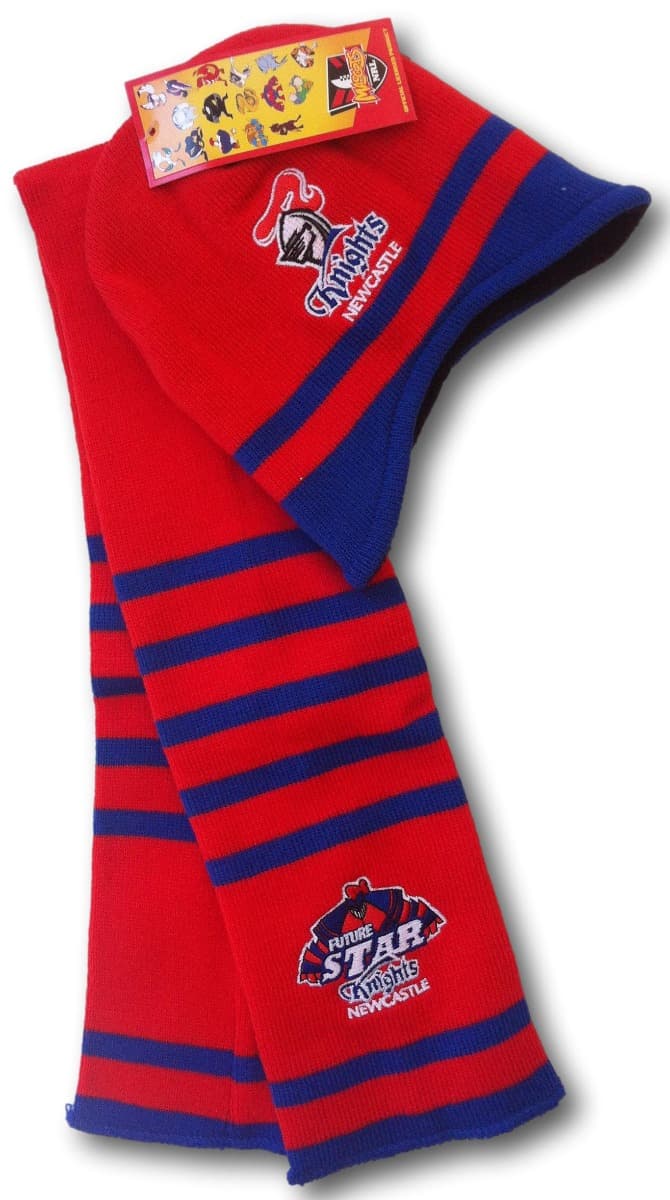 Newcastle Knights NRL Toddler Mascot Beanie and Scarf Combo size 0-3 years