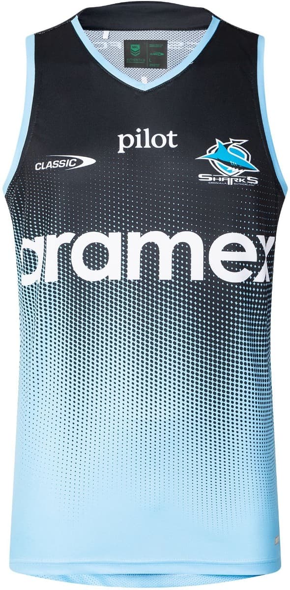 Cronulla Sharks 2025 NRL Mens Black Training Singlet