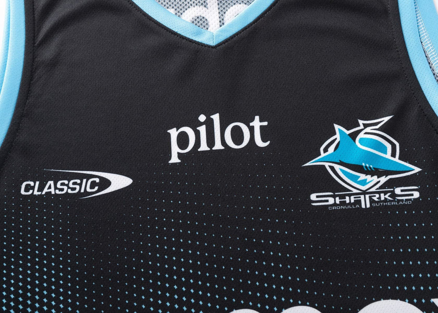 Cronulla Sharks 2025 NRL Mens Black Training Singlet