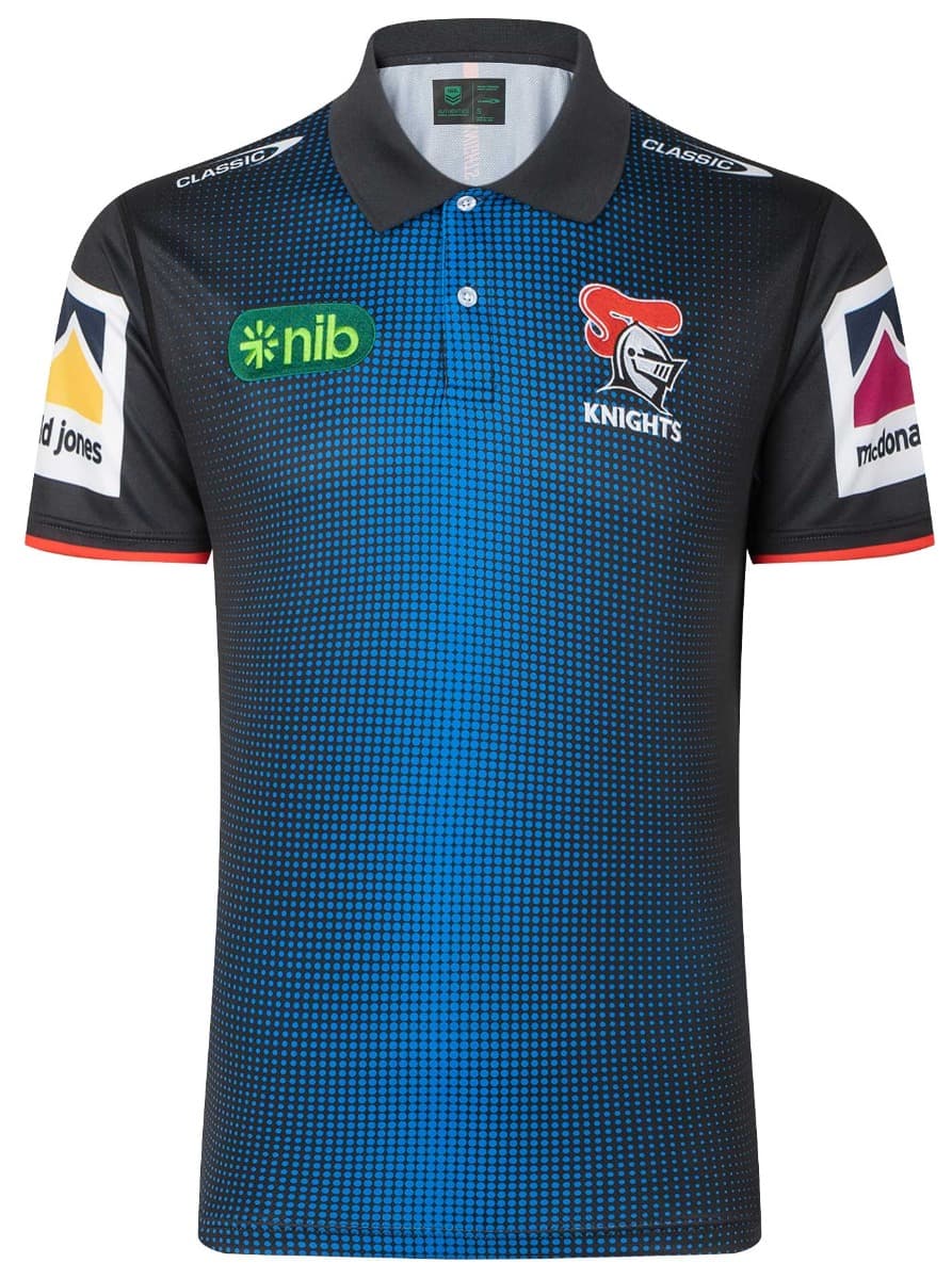 Newcastle Knights 2023 NRL Mens Black Coaches Polo Shirt