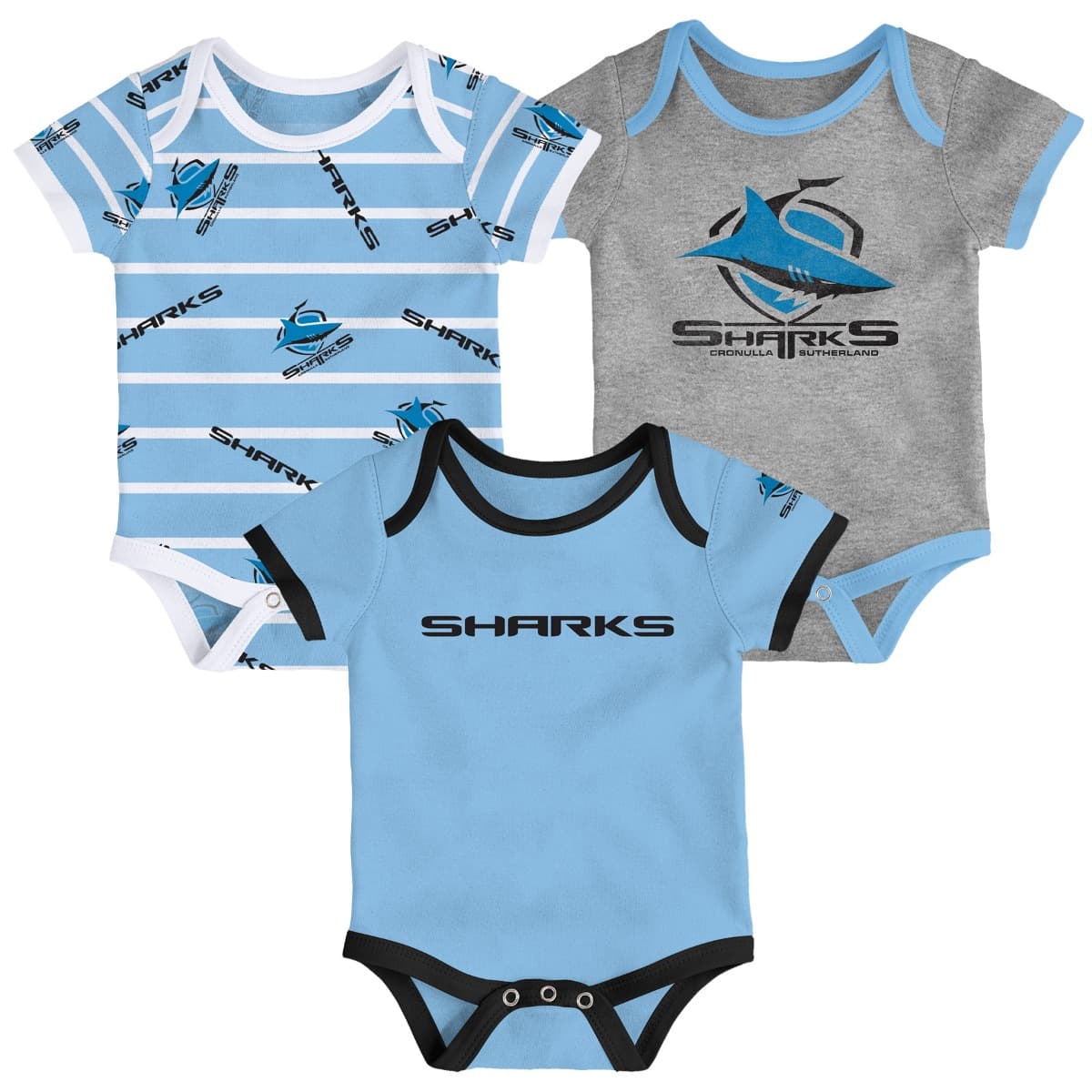 Cronulla Sharks NRL 3 Piece Bodysuit Box Set